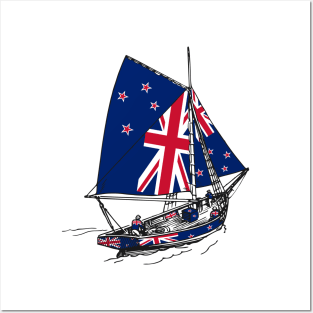 Vintage New Zealand Ship | Proud to Be Born in New Zealand Posters and Art